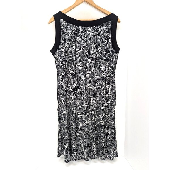 Perceptions New York Women Black and White Floral Design Sleeveless Dress Sz 12 - Picture 5 of 9